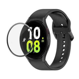 For Samsung Galaxy Watch5 44mm JUNSUNMAY Silicone Adjustable Strap + Full Coverage PMMA Screen Protector Kit(Black)
