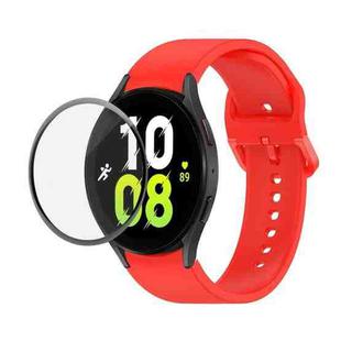 For Samsung Galaxy Watch5 44mm JUNSUNMAY Silicone Adjustable Strap + Full Coverage PMMA Screen Protector Kit(Red)