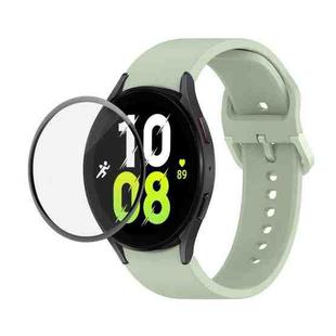 For Samsung Galaxy Watch5 44mm JUNSUNMAY Silicone Adjustable Strap + Full Coverage PMMA Screen Protector Kit(Light Green)