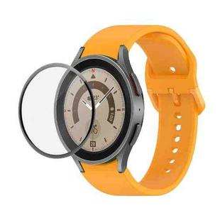 For Samsung Galaxy Watch5 Pro 45mm JUNSUNMAY Silicone Adjustable Strap + Full Coverage PMMA Screen Protector Kit(Orange)