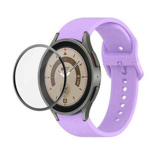 For Samsung Galaxy Watch5 Pro 45mm JUNSUNMAY Silicone Adjustable Strap + Full Coverage PMMA Screen Protector Kit(Purple)