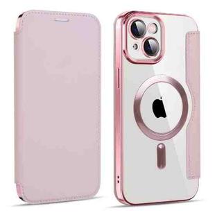 For iPhone 15 Plus MagSafe Magnetic RFID Anti-theft Leather Phone Case(Pink)