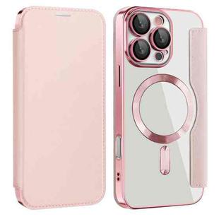 For iPhone 16 Pro Max Shield MagSafe RFID Anti-theft Leather Phone Case(Pink)