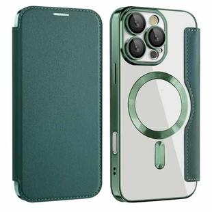 For iPhone 16 Pro Max Magnetic MagSafe RFID Anti-theft Leather Phone Case(Green)