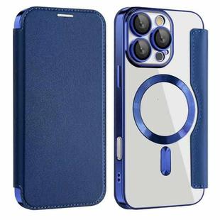 For iPhone 16 Pro Max Shield MagSafe RFID Anti-theft Leather Phone Case(Dark Blue)