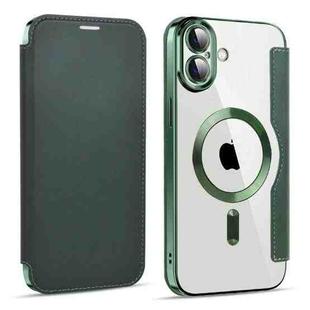 For iPhone 16 Plus Magnetic MagSafe RFID Anti-theft Leather Phone Case(Green)