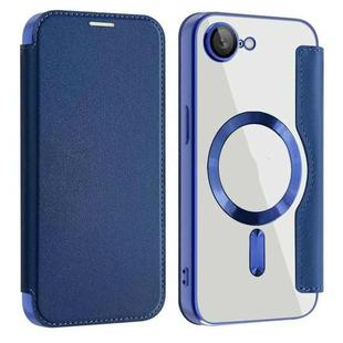 For iPhone 16e Shield MagSafe RFID Anti-theft Leather Phone Case(Dark Blue)