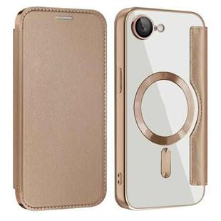 For iPhone 16e Shield MagSafe RFID Anti-theft Leather Phone Case(Desert Gold)