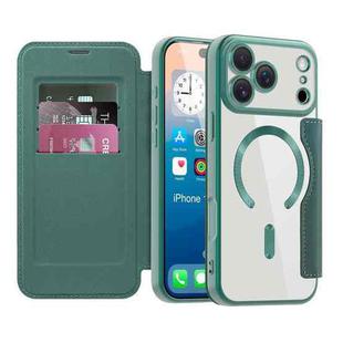 For iPhone 17 Pro Max Shield MagSafe RFID Anti-theft Leather Phone Case(Green)