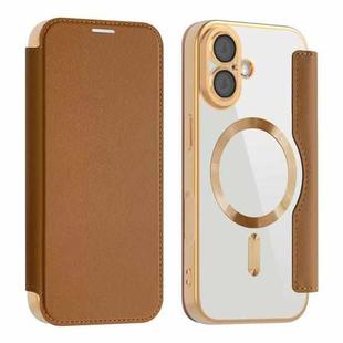 For iPhone 17 Shield MagSafe RFID Anti-theft Leather Phone Case(Brown)