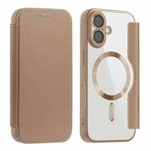 For iPhone 17 Shield MagSafe RFID Anti-theft Leather Phone Case(Desert Gold)