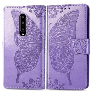 Butterfly Love Flowers Embossing Horizontal Flip Leather Case for OnePlus 7 Pro, with Holder & Card Slots & Wallet & Lanyard(Light purple)