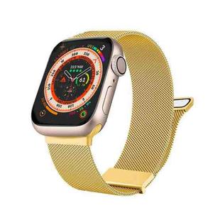 For Apple Watch Ultra 49mm Milan Double Magnetic Steel Mesh Watch Band(Gold)