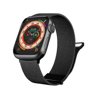 For Apple Watch 7 41mm Milan Double Magnetic Steel Mesh Watch Band(Black)