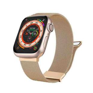 For  Apple Watch 7 45mm Milan Double Magnetic Steel Mesh Watch Band(Rose Gold)