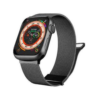 For  Apple Watch 7 45mm Milan Double Magnetic Steel Mesh Watch Band(Gray)