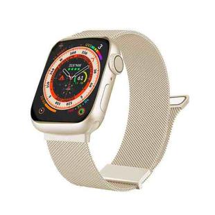 For Apple Watch SE 44mm Milan Double Magnetic Steel Mesh Watch Band(Starlight Color)