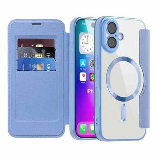 For iPhone 17 Shield Magsafe RFID Anti-theft Rhombus Leather Phone Case(Blue)