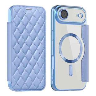 For iPhone 17 Air Shield Magsafe RFID Anti-theft Rhombus Leather Phone Case(Blue)