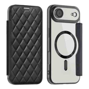 For iPhone 17 Air Shield Magsafe RFID Anti-theft Rhombus Leather Phone Case(Black)