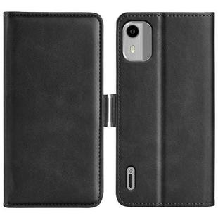 For Nokia C12 Dual-side Magnetic Buckle Horizontal Flip Leather Phone Case(Black)