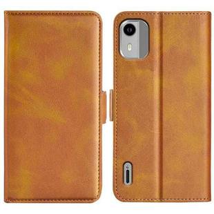 For Nokia C12 Dual-side Magnetic Buckle Horizontal Flip Leather Phone Case(Yellow)