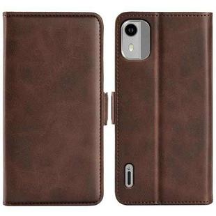 For Nokia C12 Dual-side Magnetic Buckle Horizontal Flip Leather Phone Case(Brown)