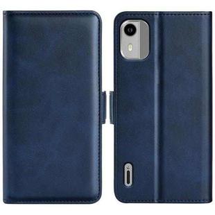 For Nokia C12 Dual-side Magnetic Buckle Horizontal Flip Leather Phone Case(Dark Blue)