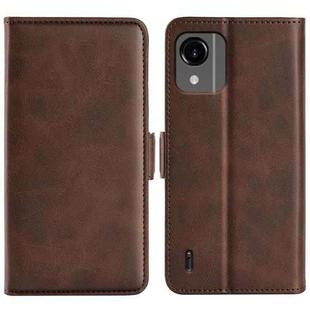 For Nokia C110 Dual-side Magnetic Buckle Horizontal Flip Leather Phone Case(Brown)