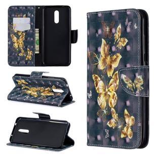 3D Colored Drawing Pattern Horizontal Flip Leather Case for Nokia 3.2, with Holder & Card Slots & Wallet(Black Background Butterfly)