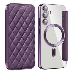 For Samsung Galaxy S23 FE 5G Shield Magsafe RFID Anti-theft Rhombus Leather Phone Case(Purple)