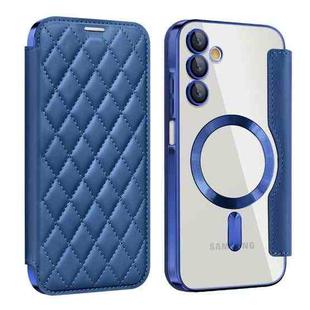 For Samsung Galaxy A15 Shield Magsafe RFID Anti-theft Rhombus Leather Phone Case(Dark Blue)