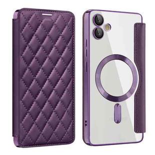 For Samsung Galaxy A05 Shield Magsafe RFID Anti-theft Rhombus Leather Phone Case(Purple)