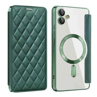 For Samsung Galaxy A05 Shield Magsafe RFID Anti-theft Rhombus Leather Phone Case(Green)