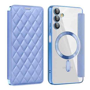 For Samsung Galaxy A05s Shield Magsafe RFID Anti-theft Rhombus Leather Phone Case(Blue)