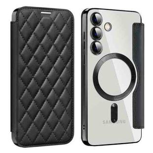 For Samsung Galaxy S25+ 5G Shield MagSafe RFID Anti-theft Rhombus Leather Phone Case(Black)
