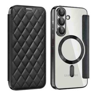 For Samsung Galaxy A56 5G Shield MagSafe RFID Anti-theft Rhombus Leather Phone Case(Black)