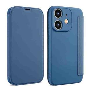 For iPhone 11 Imitate Liquid Skin Feel Leather Phone Case with Card Slots(Bule)