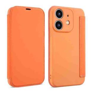 For iPhone 11 Imitate Liquid Skin Feel Leather Phone Case with Card Slots(Orange)