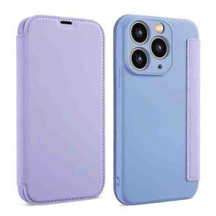 For iPhone 11 Pro Imitate Liquid Skin Feel Leather Phone Case with Card Slots(Purple)