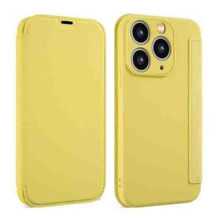 For iPhone 11 Pro Imitate Liquid Skin Feel Leather Phone Case with Card Slots(Yellow)