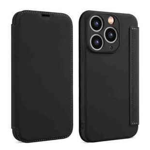 For iPhone 11 Pro Imitate Liquid Skin Feel Leather Phone Case with Card Slots(Black)
