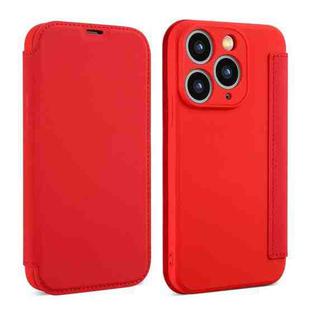 For iPhone 11 Pro Max Imitate Liquid Skin Feel Leather Phone Case with Card Slots(Red)