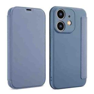For iPhone 12 mini Imitate Liquid Skin Feel Leather Phone Case with Card Slots(Grey)