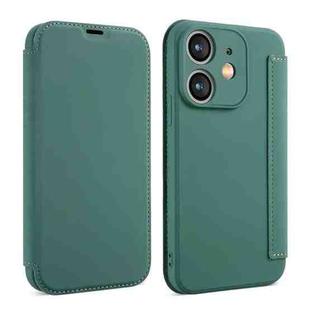 For iPhone 12 mini Imitate Liquid Skin Feel Leather Phone Case with Card Slots(Green)