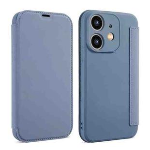 For iPhone 12 Imitate Liquid Skin Feel Leather Phone Case with Card Slots(Grey)