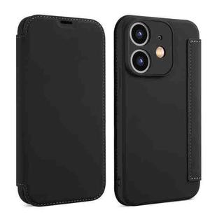 For iPhone 12 Imitate Liquid Skin Feel Leather Phone Case with Card Slots(Black)