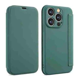 For iPhone 12 Pro Imitate Liquid Skin Feel Leather Phone Case with Card Slots(Green)