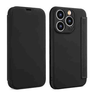 For iPhone 12 Pro Imitate Liquid Skin Feel Leather Phone Case with Card Slots(Black)