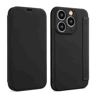 For iPhone 12 Pro Max Imitate Liquid Skin Feel Leather Phone Case with Card Slots(Black)